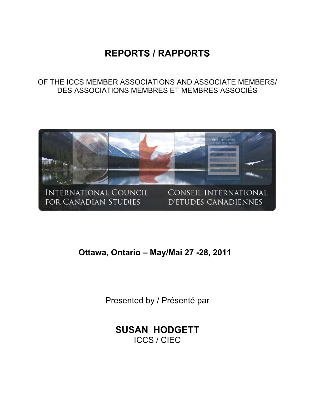 Reports / Rapports Susan Hodgett