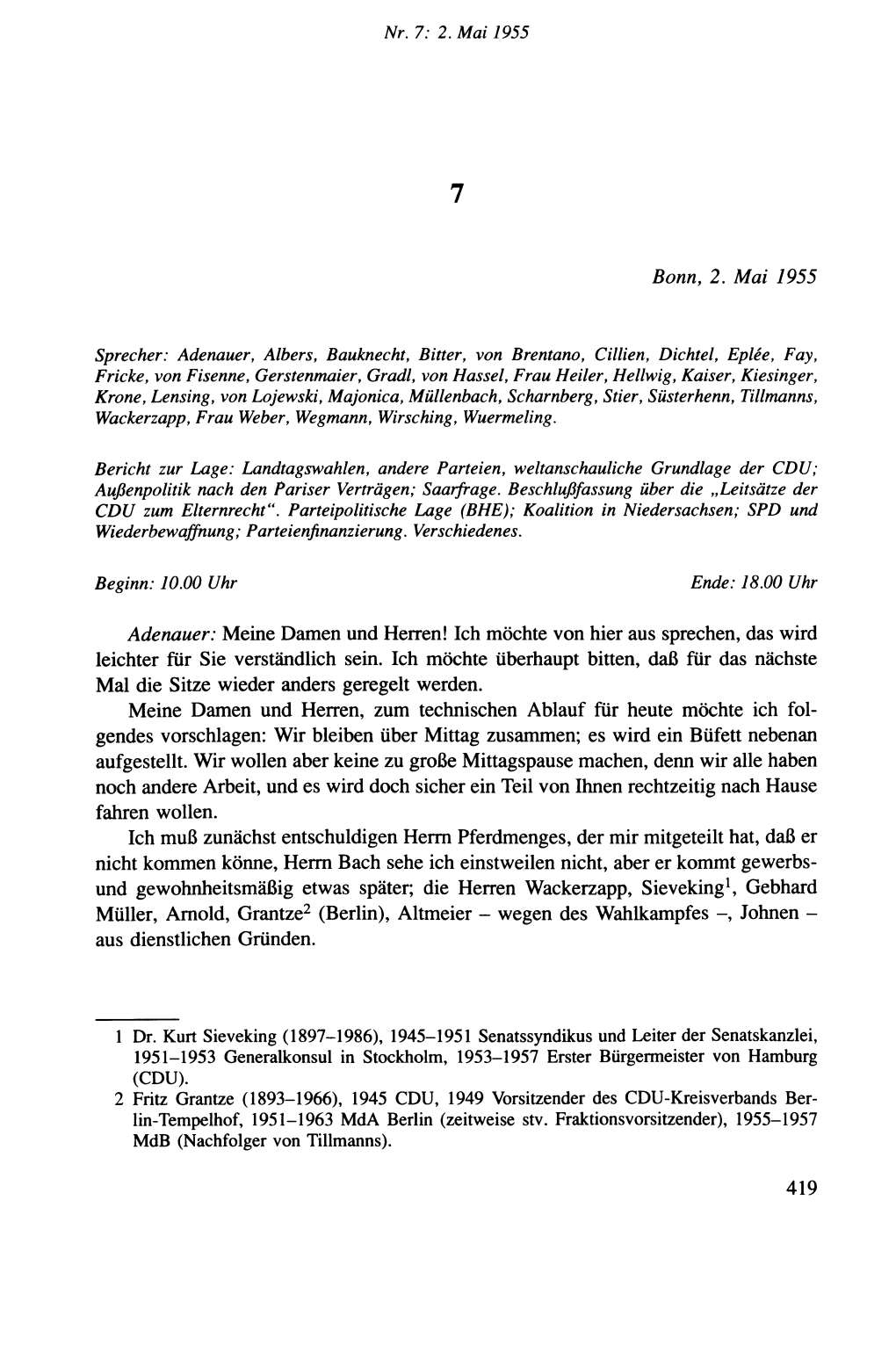Die Protokolle Des CDU-Bundesvorstands 1953-1957