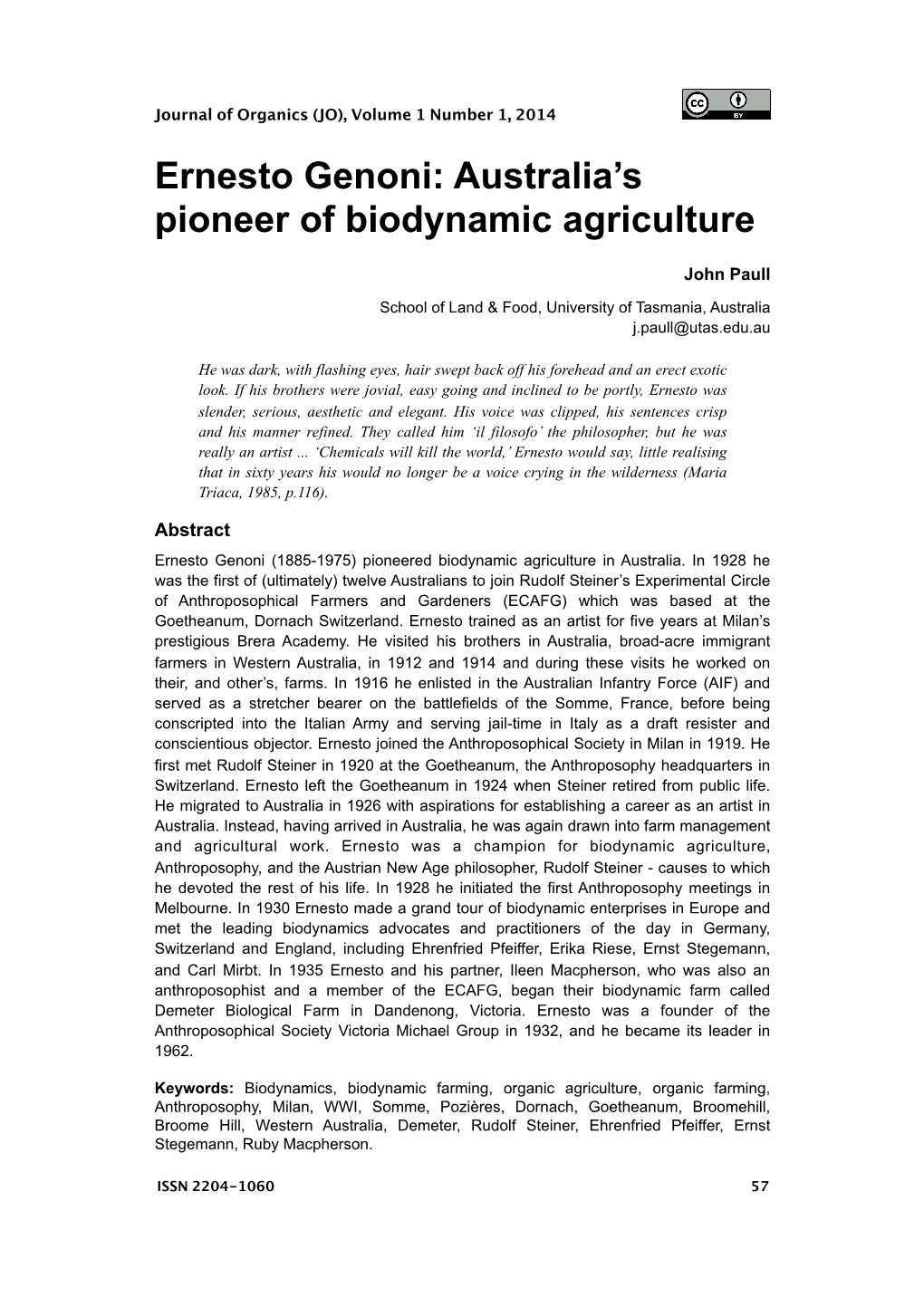 Ernesto Genoni: Australia's Pioneer of Biodynamic Agriculture