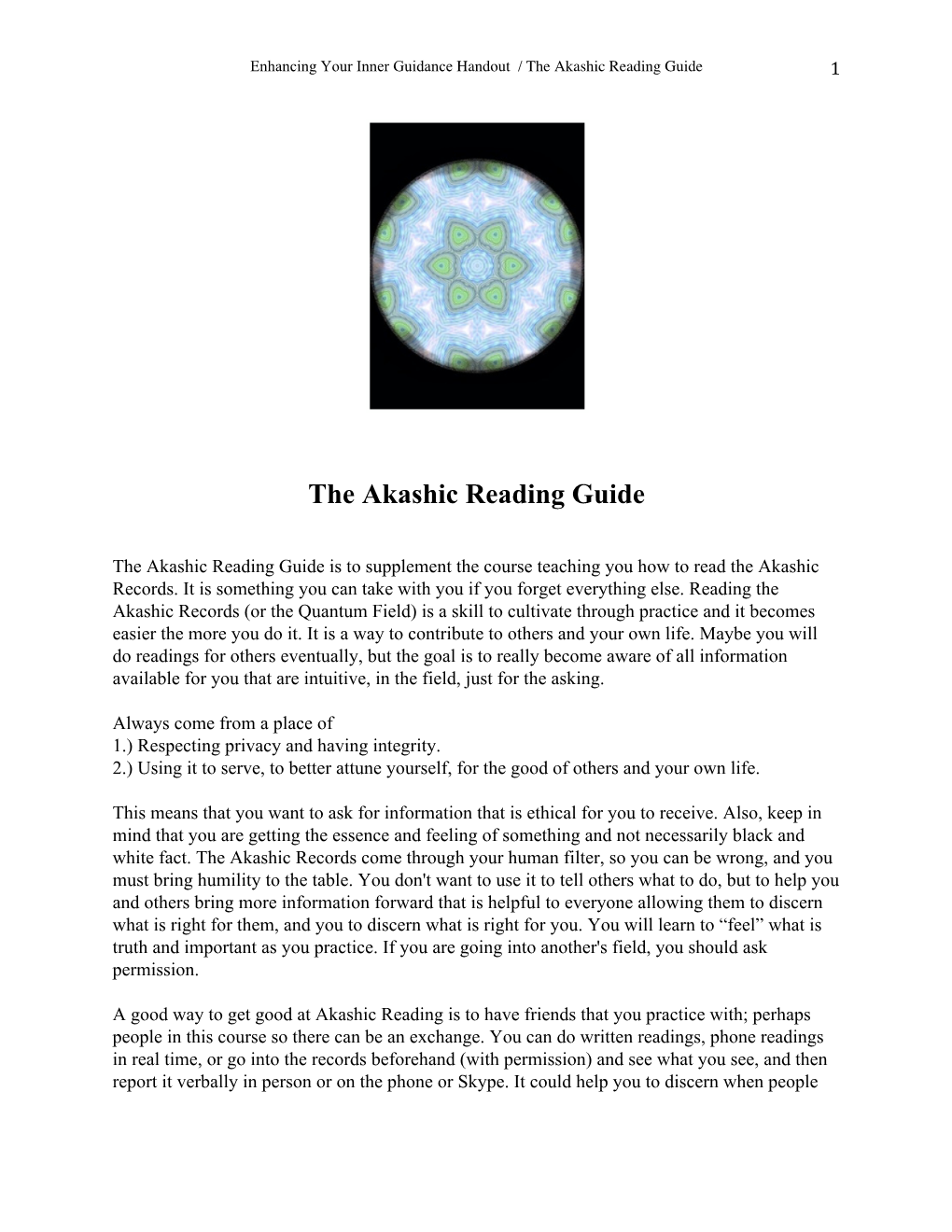 The Akashic Reading Guide 1