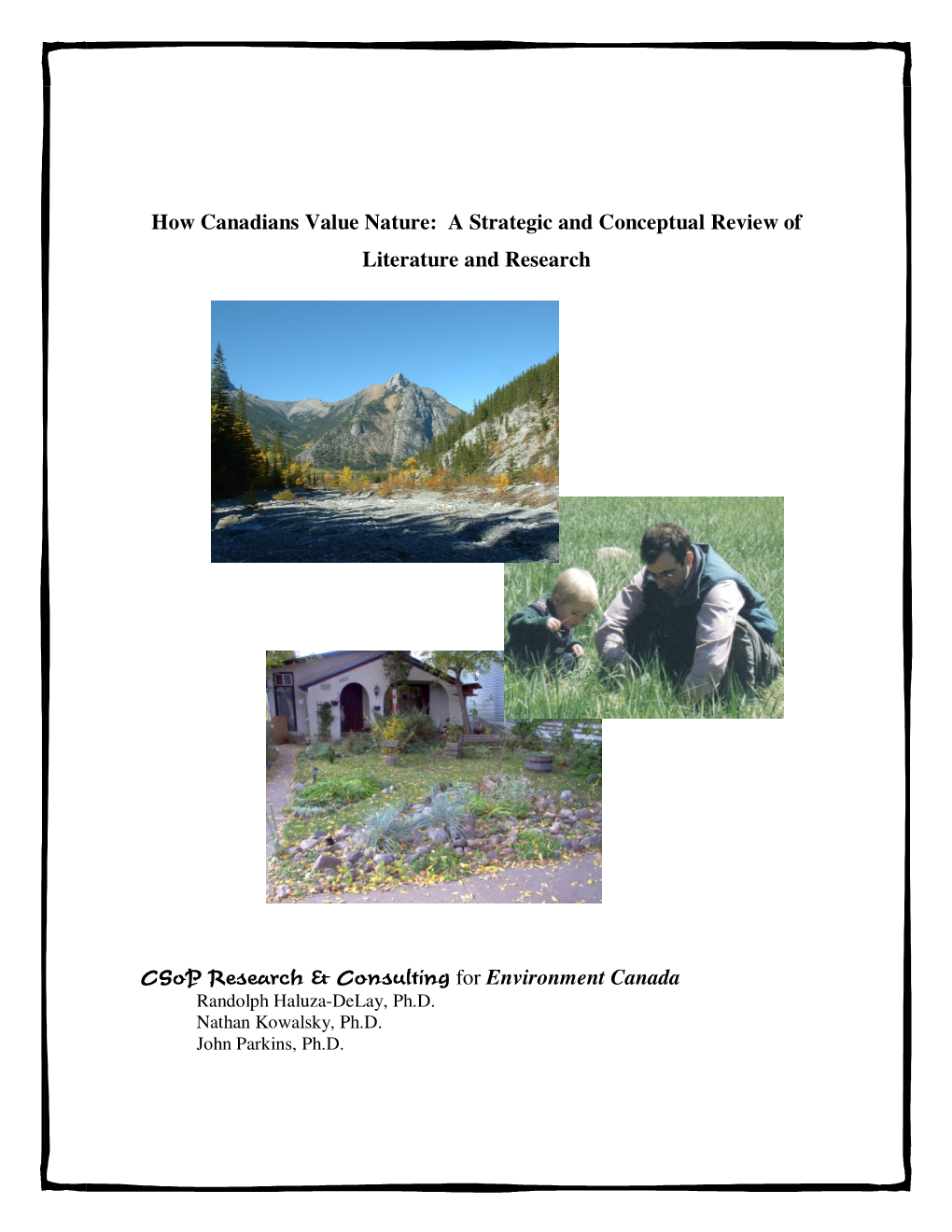 How Canadians Value Nature: a Strategic and Conceptual Review of Literature and Research