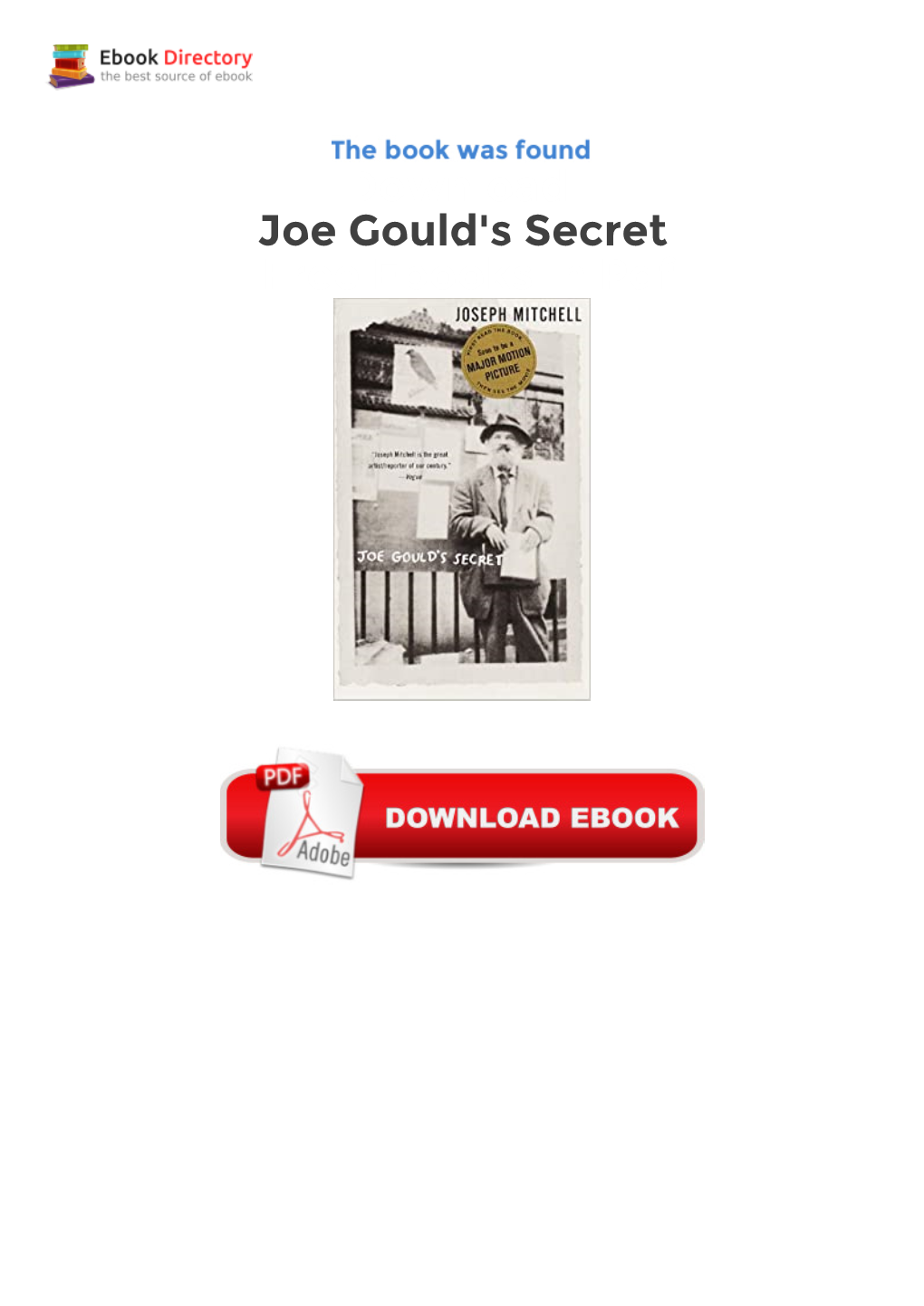 Download Joe Gould's Secret Free Ebooks In