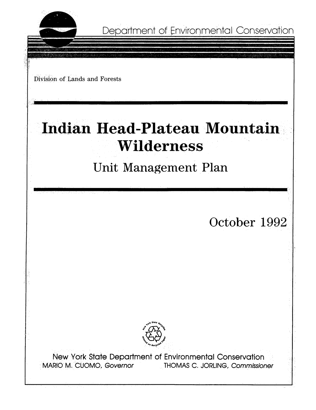 Indian Head-Plateau Mountain Wilderness Unit Management Plan