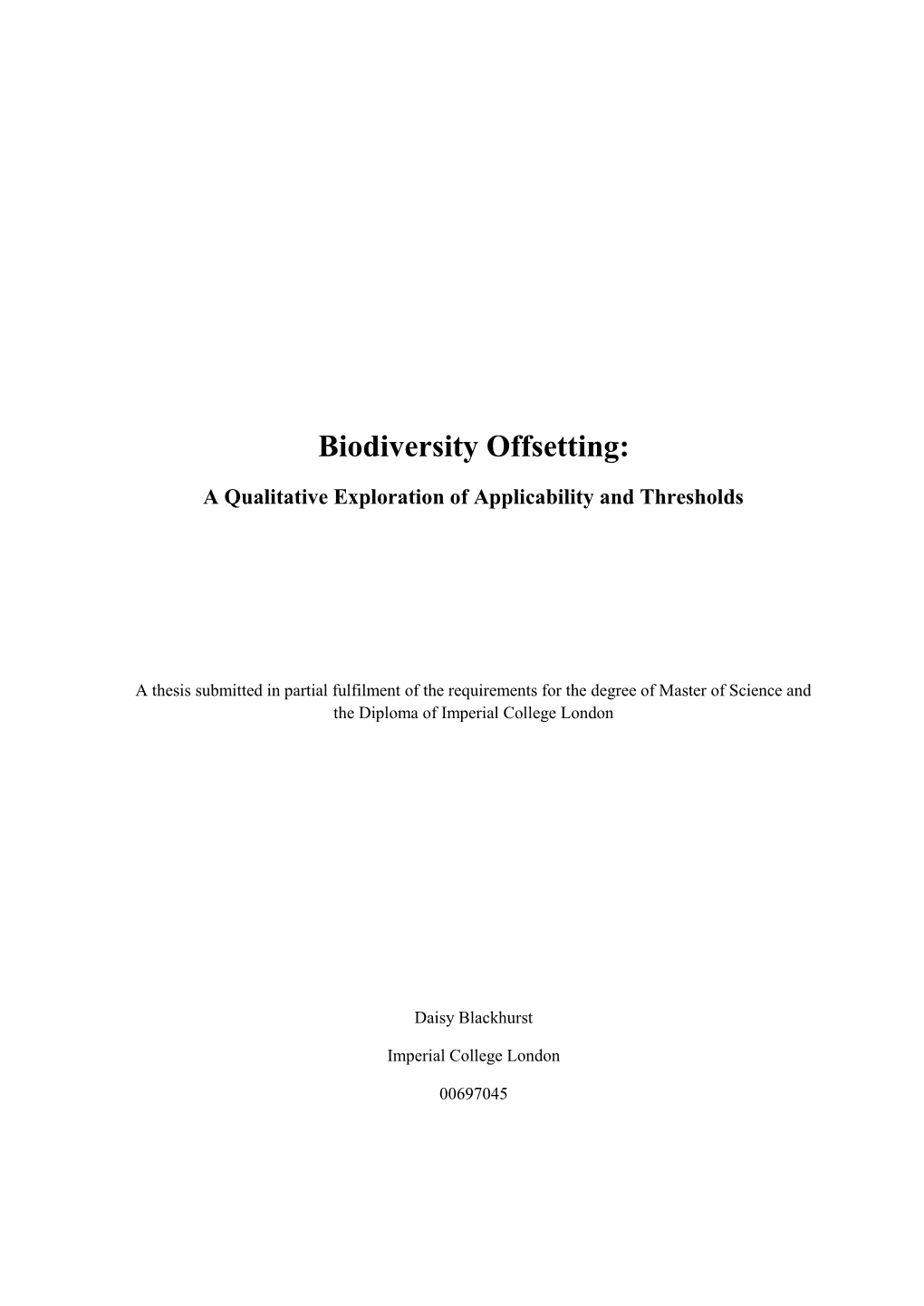 Biodiversity Offsetting