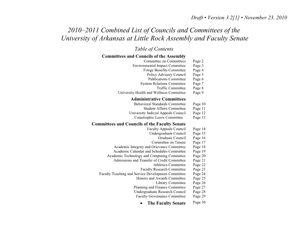 2010 2011 Combined List of Councils and Committees of The