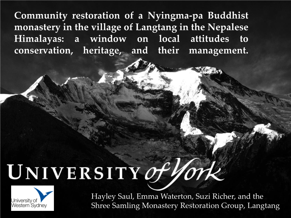 Community Restoration of a Nyingma-Pa Buddhist