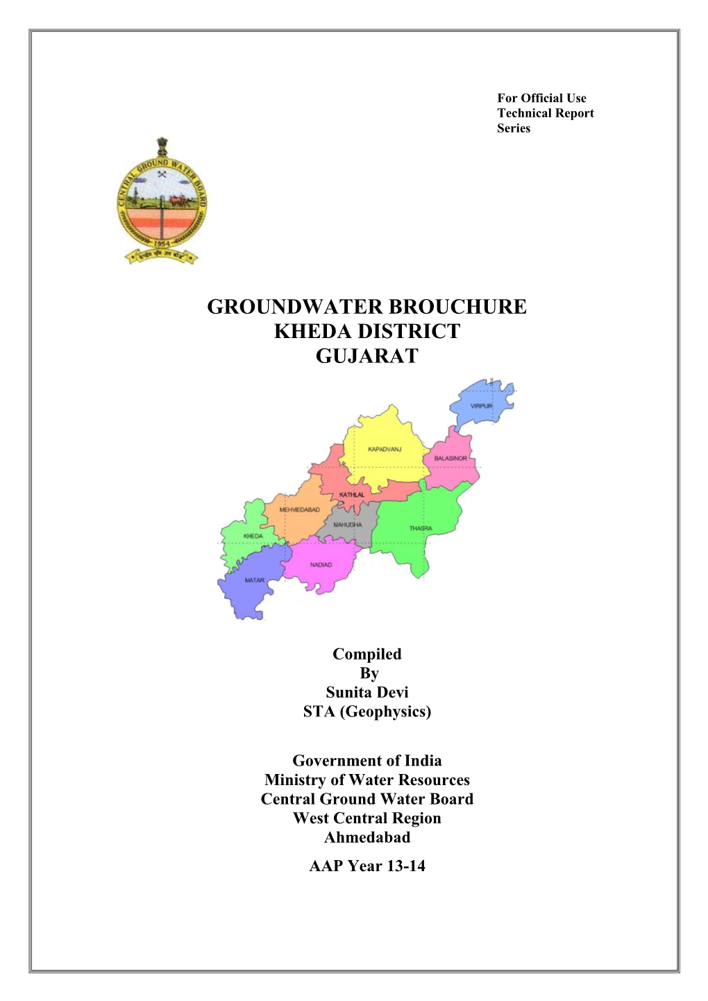 Groundwater Brouchure Kheda District Gujarat