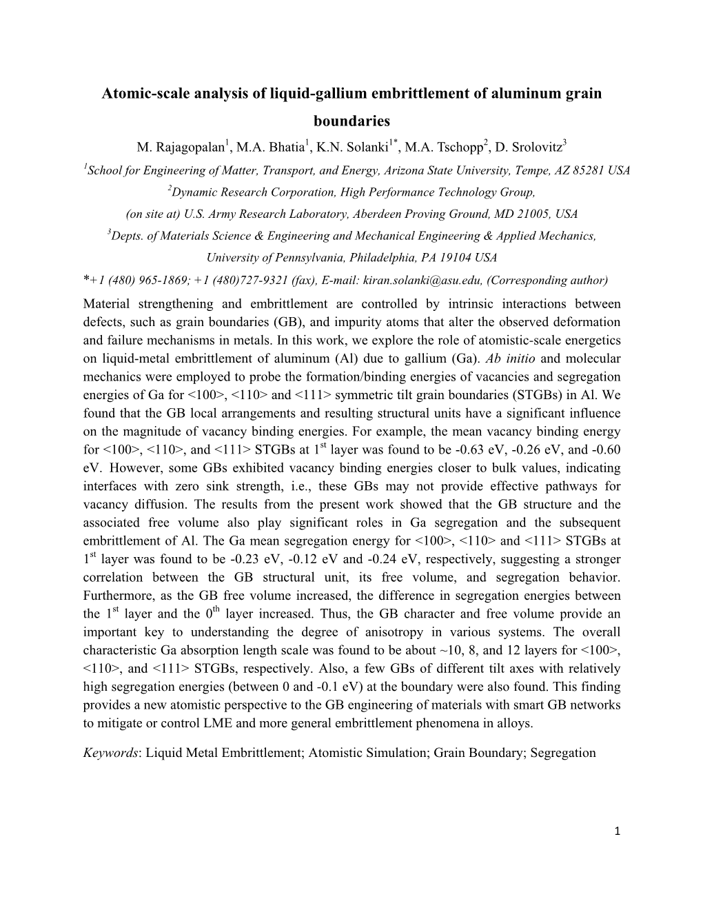 Atomic-Scale Analysis of Liquid-Gallium Embrittlement of Aluminum Grain Boundaries M