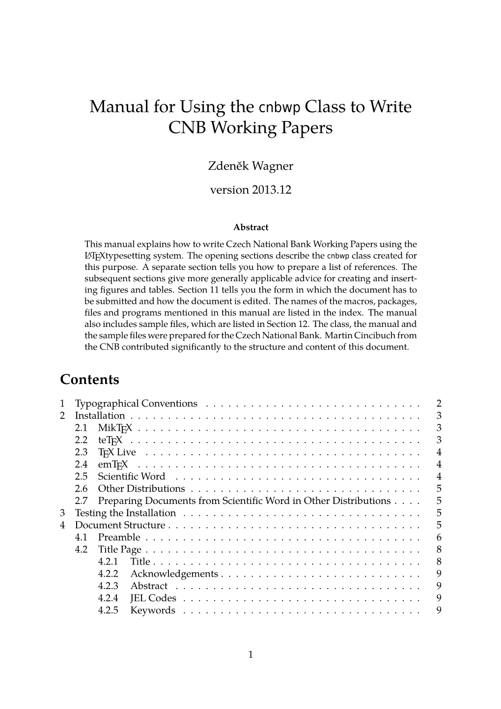 Manual for Using the Cnbwp Class to Write CNB Working Papers