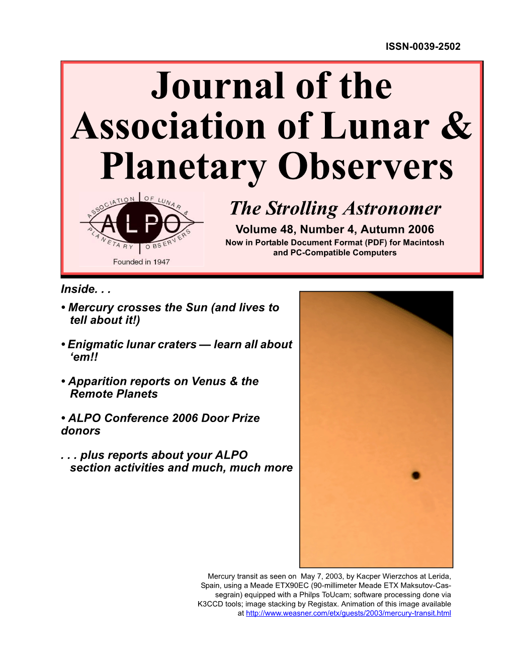 Journal of the Association of Lunar & Planetary Observers