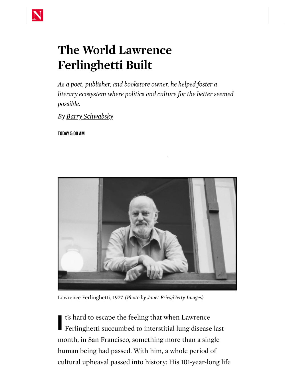 The World Lawrence Ferlinghetti Built