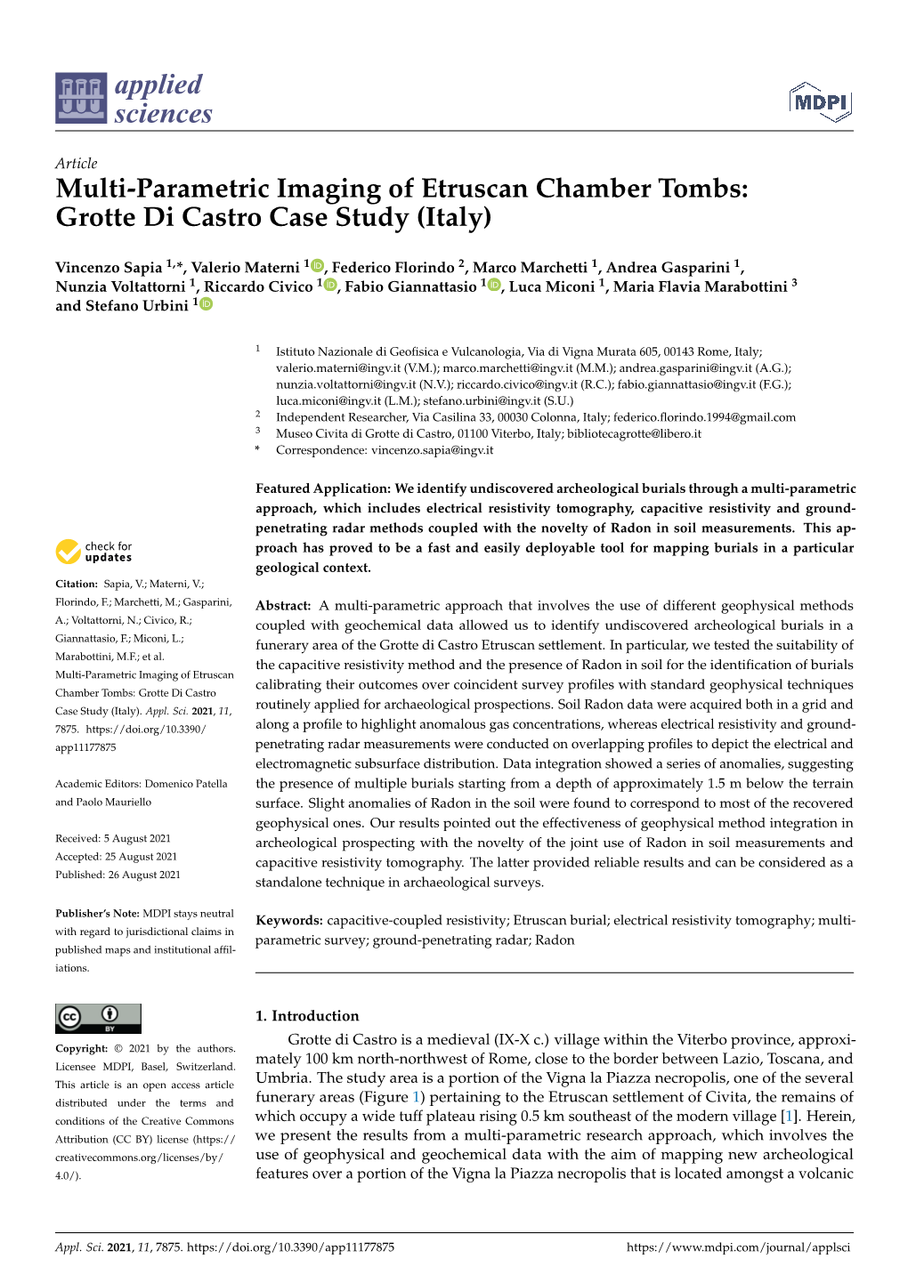 Multi-Parametric Imaging of Etruscan Chamber Tombs: Grotte Di Castro Case Study (Italy)