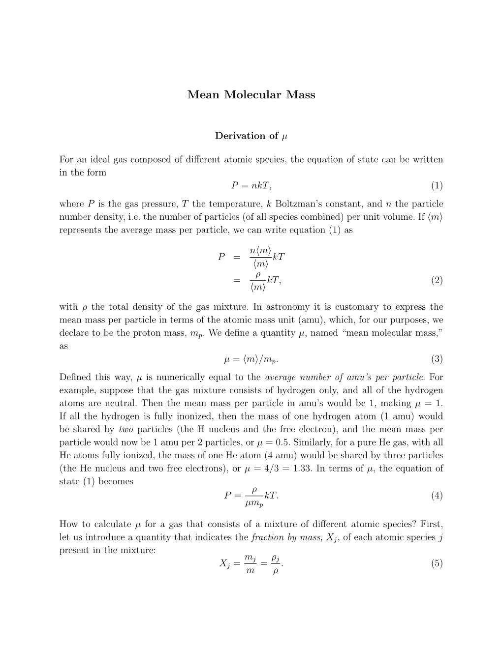 Mean Molecular Mass