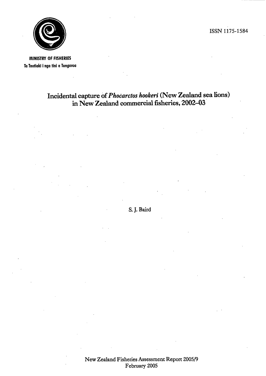 New Zealand Sea Lions) in New Zealand Commercial Fisheries, 200203'