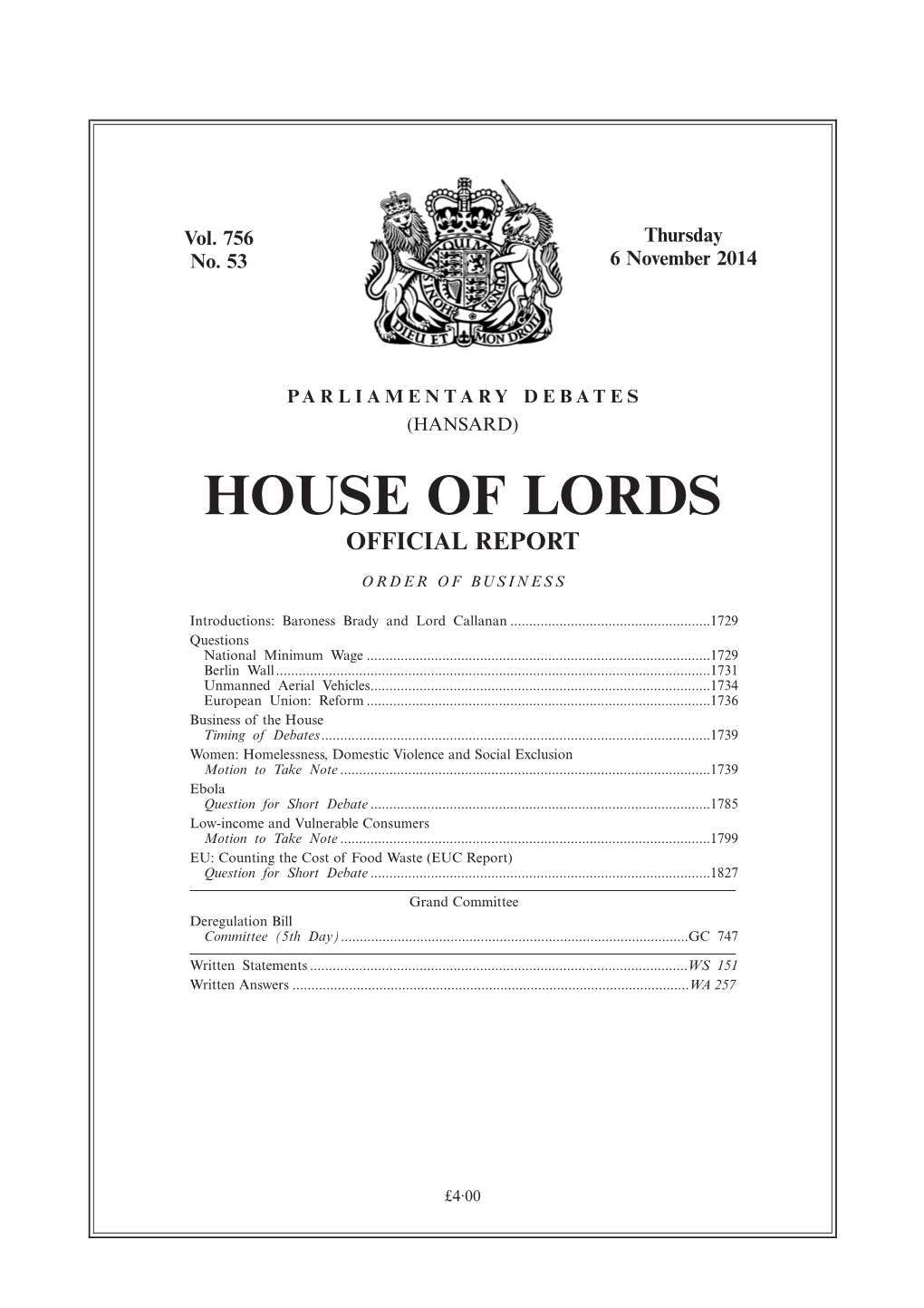 House of Lords Official Report