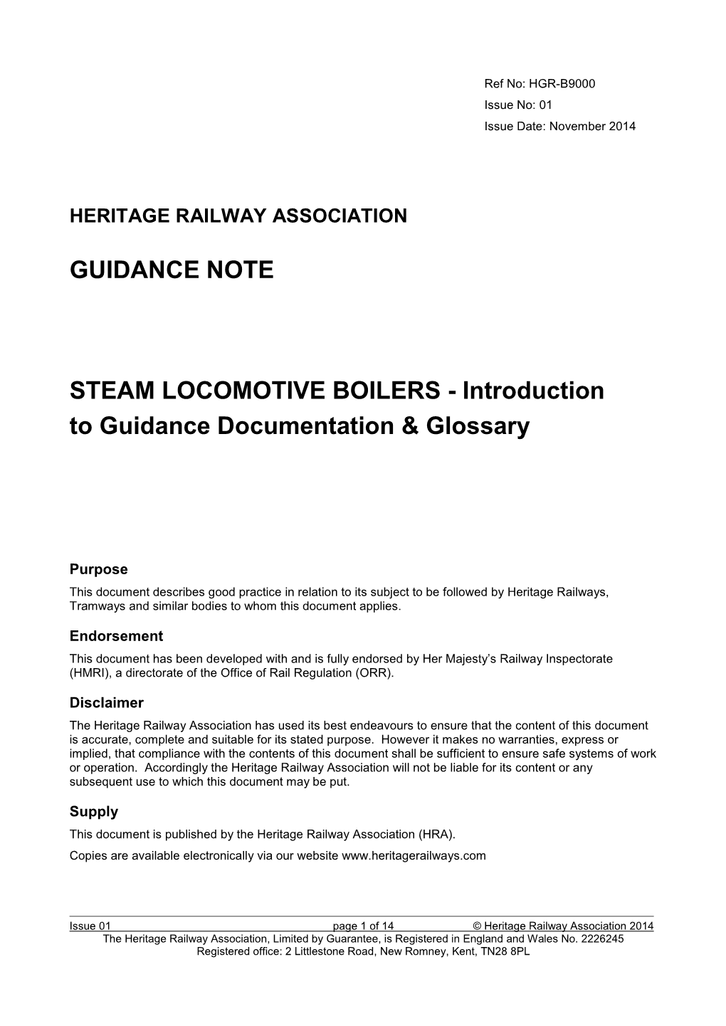 Guidance Note Steam Locomotive Boilers
