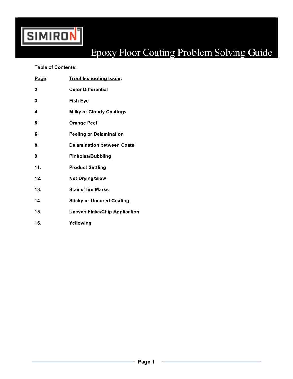 Epoxy Floor Coating Problem Solving Guide