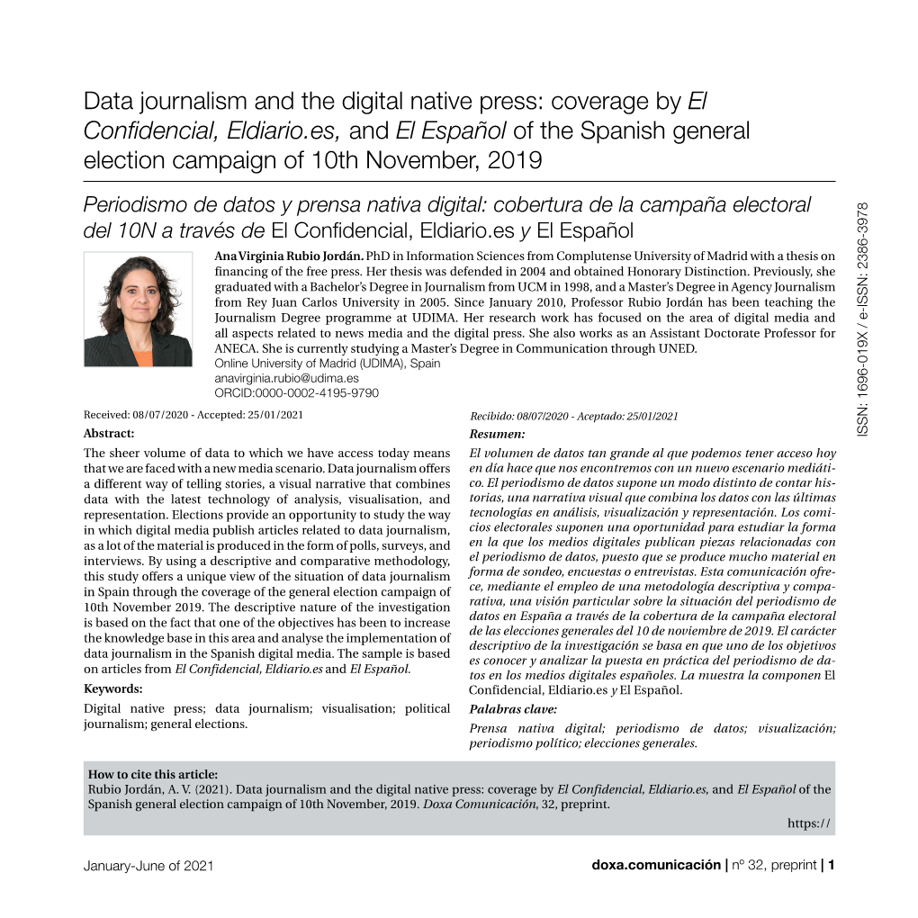 Data Journalism and the Digital Native Press: Coverage by El Confidencial