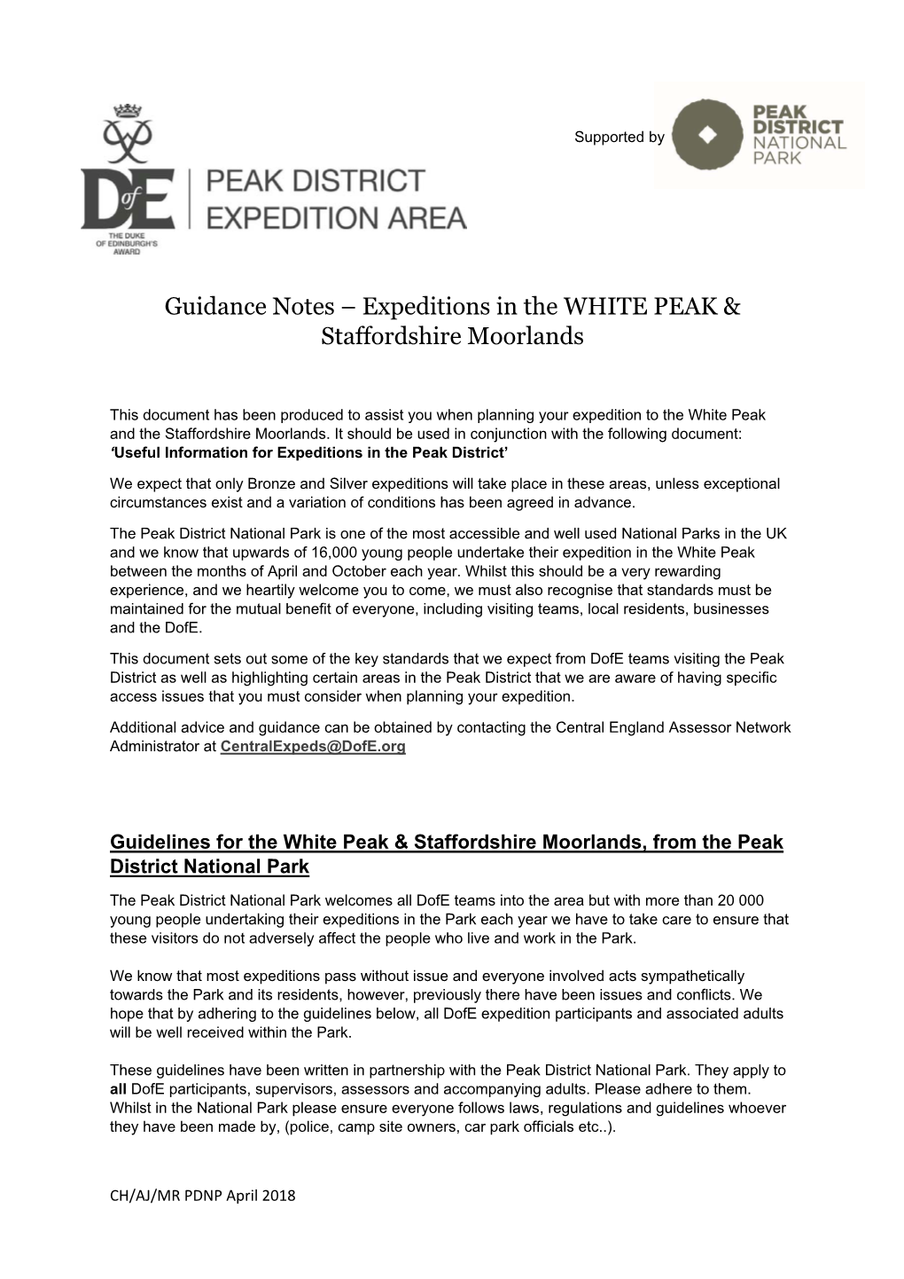 Guidance Notes White Peak and Staffordshire Moorlands