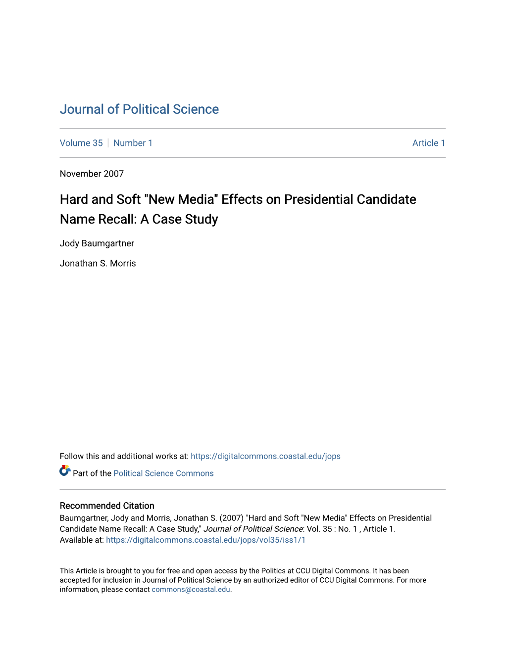 Effects on Presidential Candidate Name Recall: a Case Study