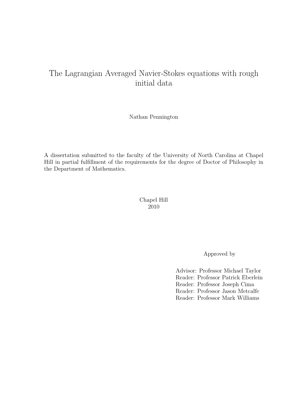 The Lagrangian Averaged Navier-Stokes Equations with Rough Initial Data