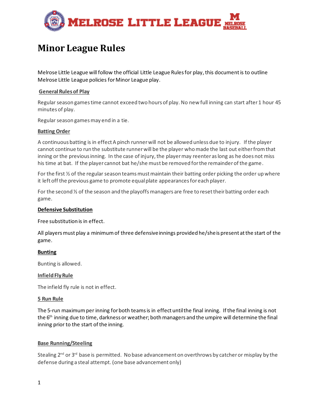 Minor League Rules