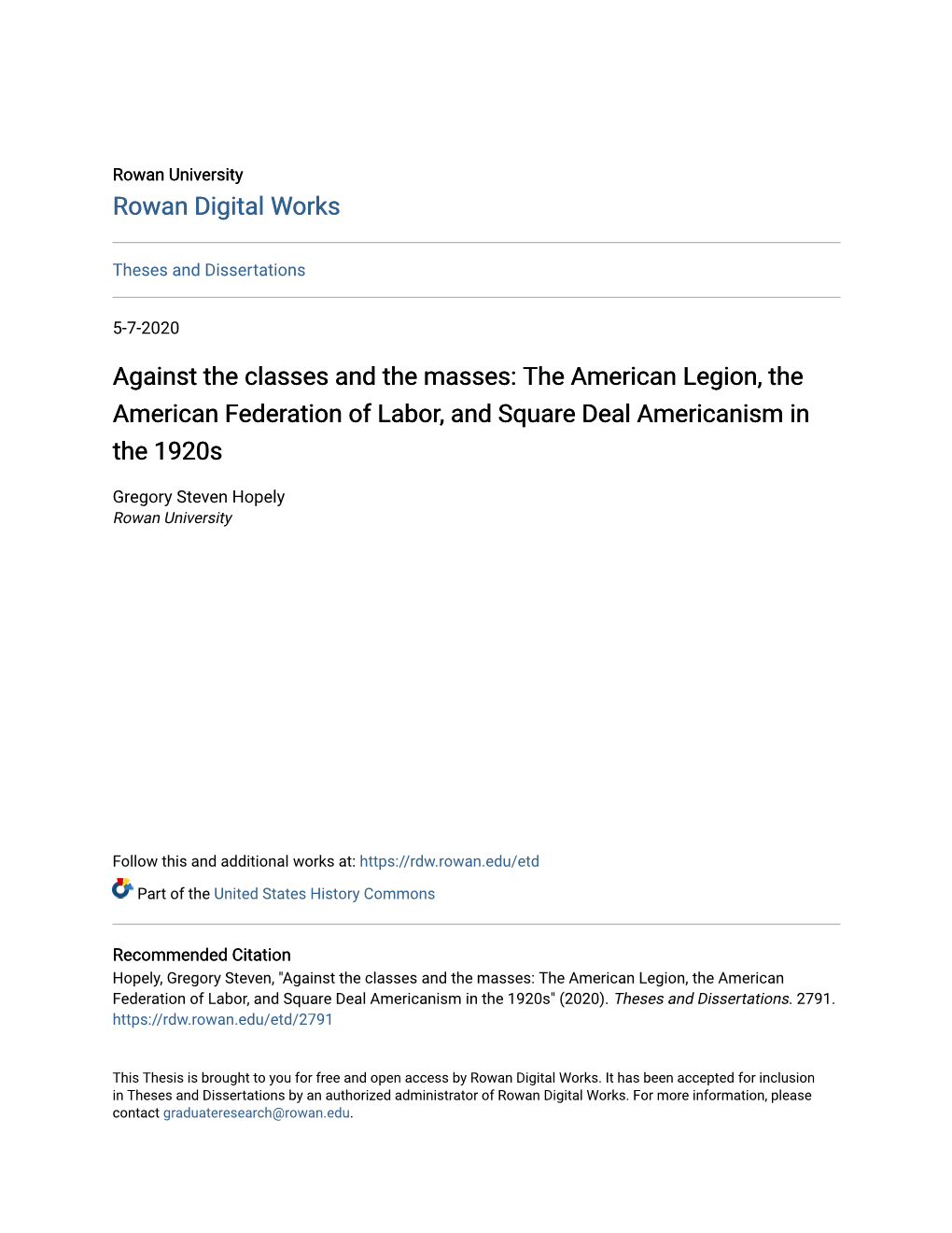 The American Legion, the American Federation of Labor, and Square Deal Americanism in the 1920S