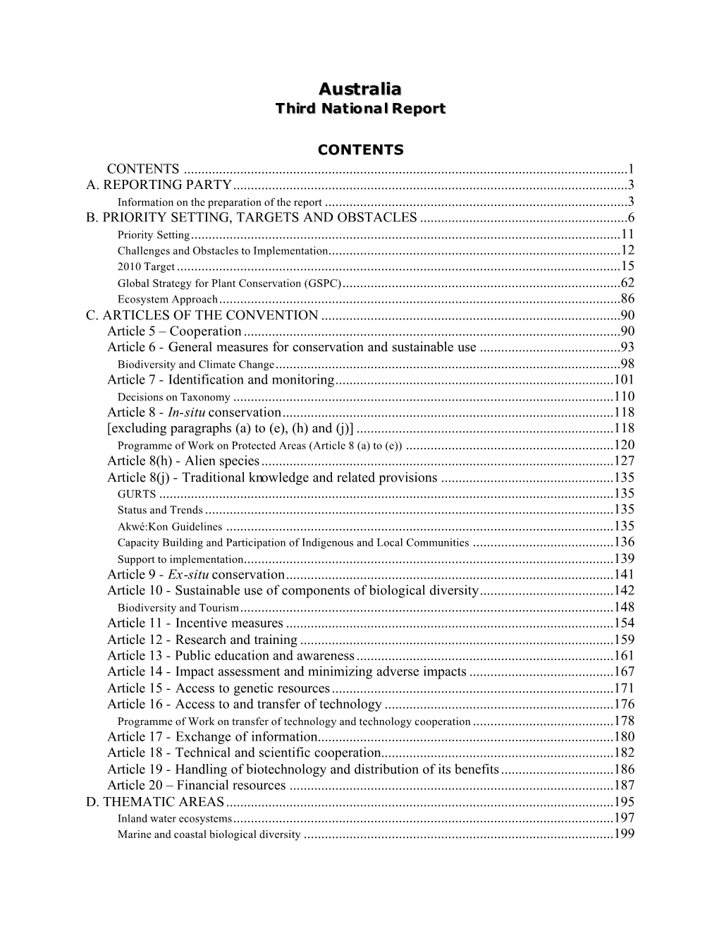 CBD Third National Report