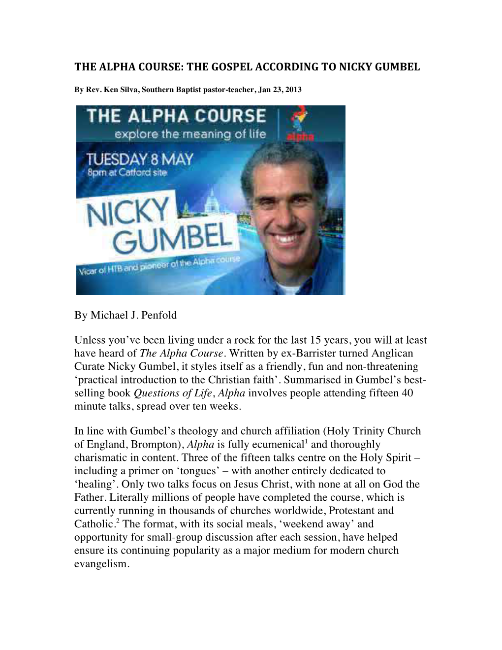 The Alpha Course: the Gospel According to Nicky Gumbel