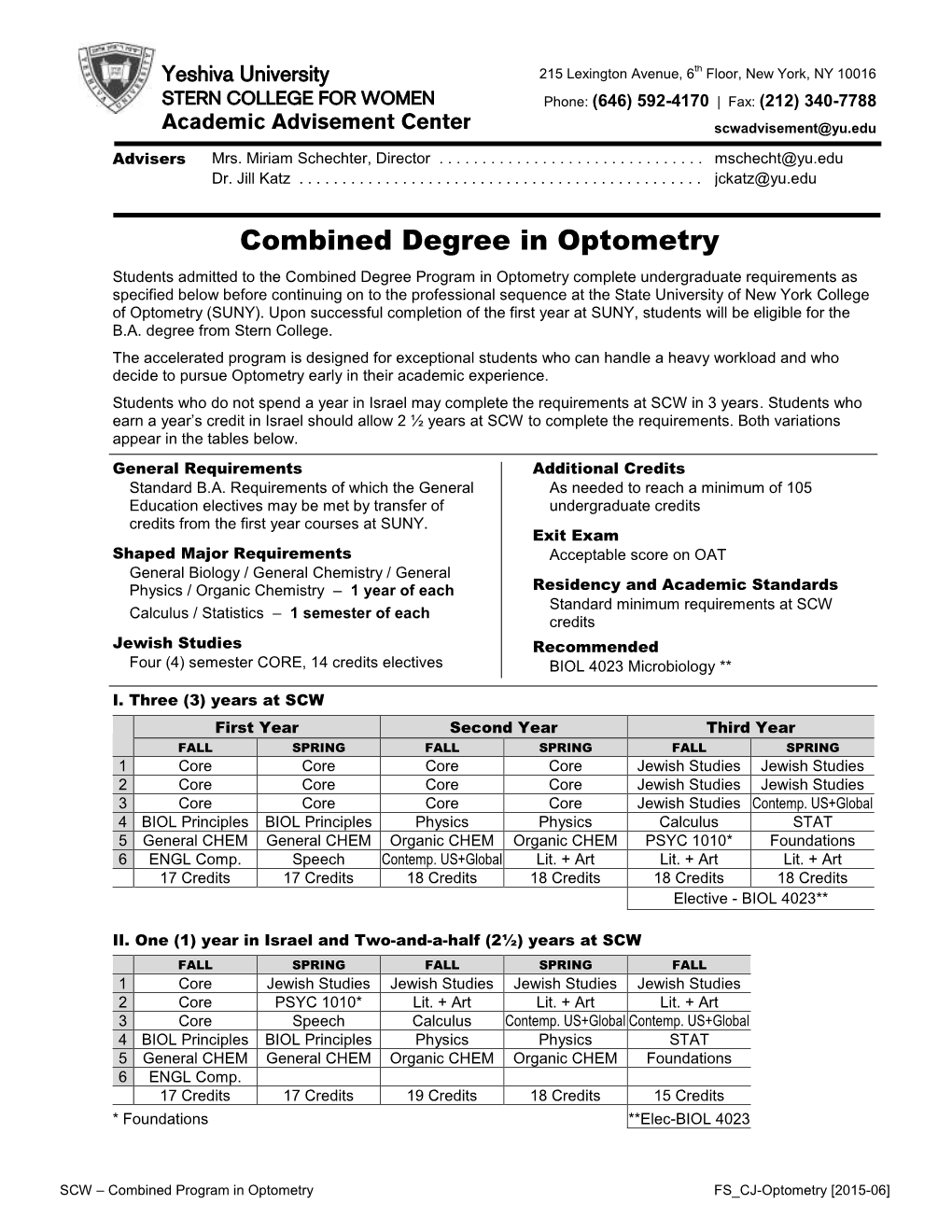 Combined Degree in Optometry