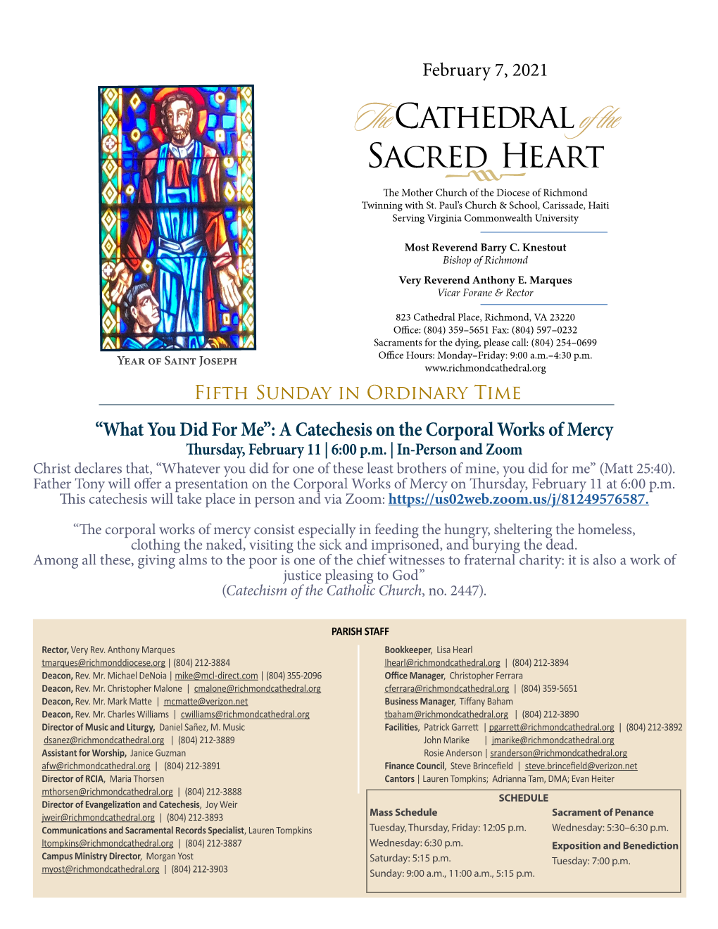 February 7, 2021 the Cathedral of the Sacred Heart