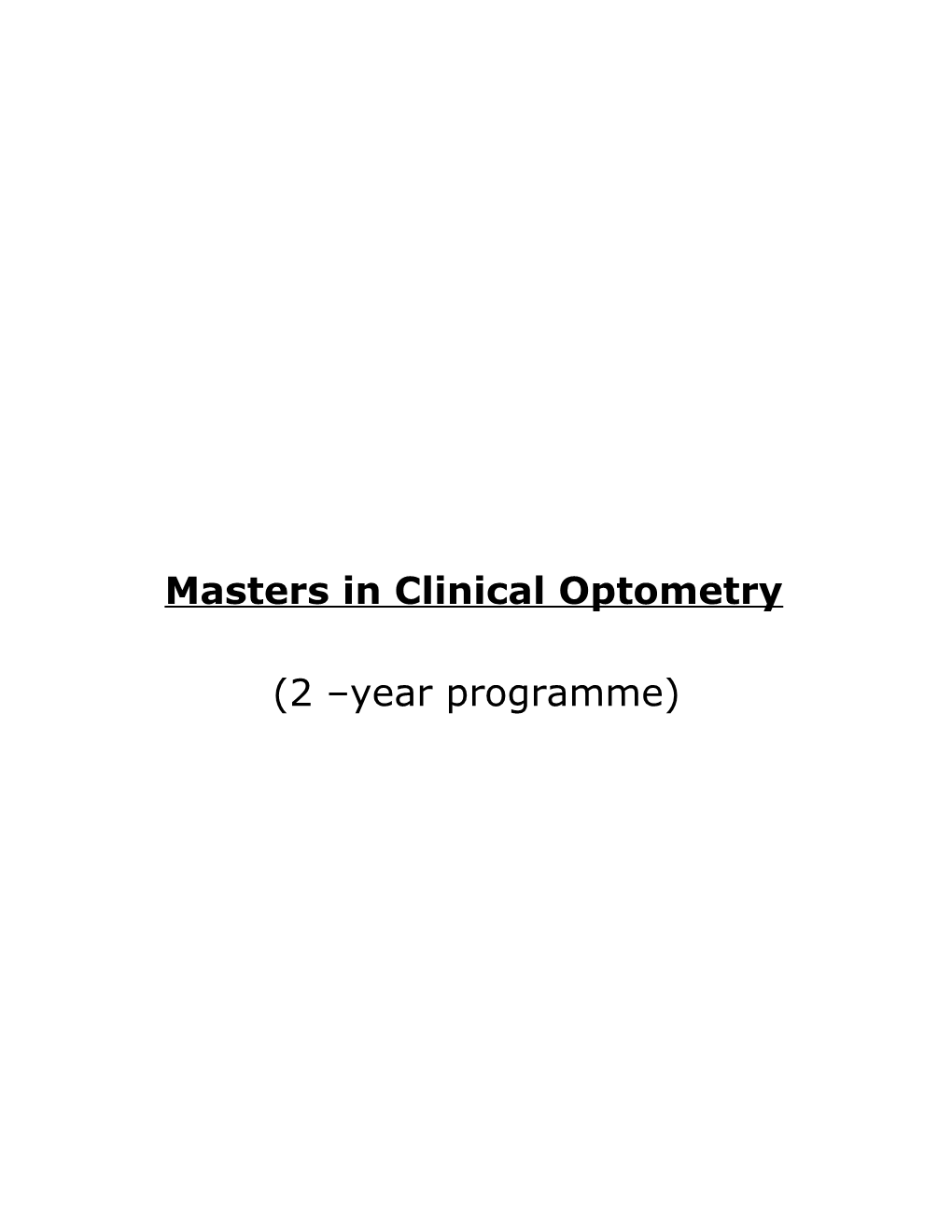 Masters in Clinical Optometry