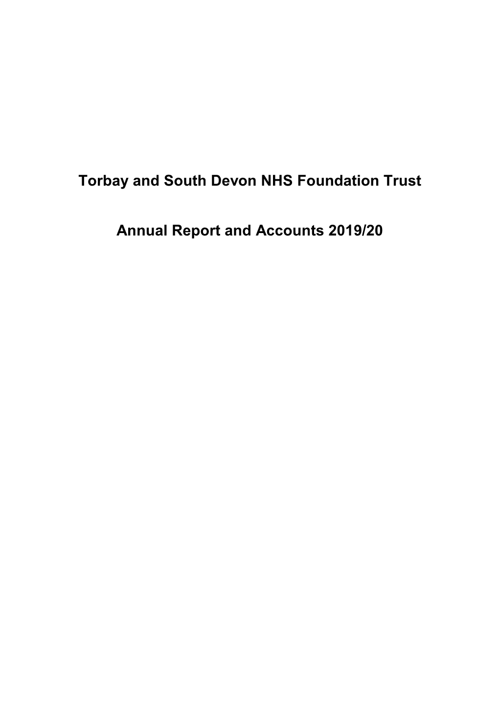 TSDFT Annual Report and Accounts 2019-2020