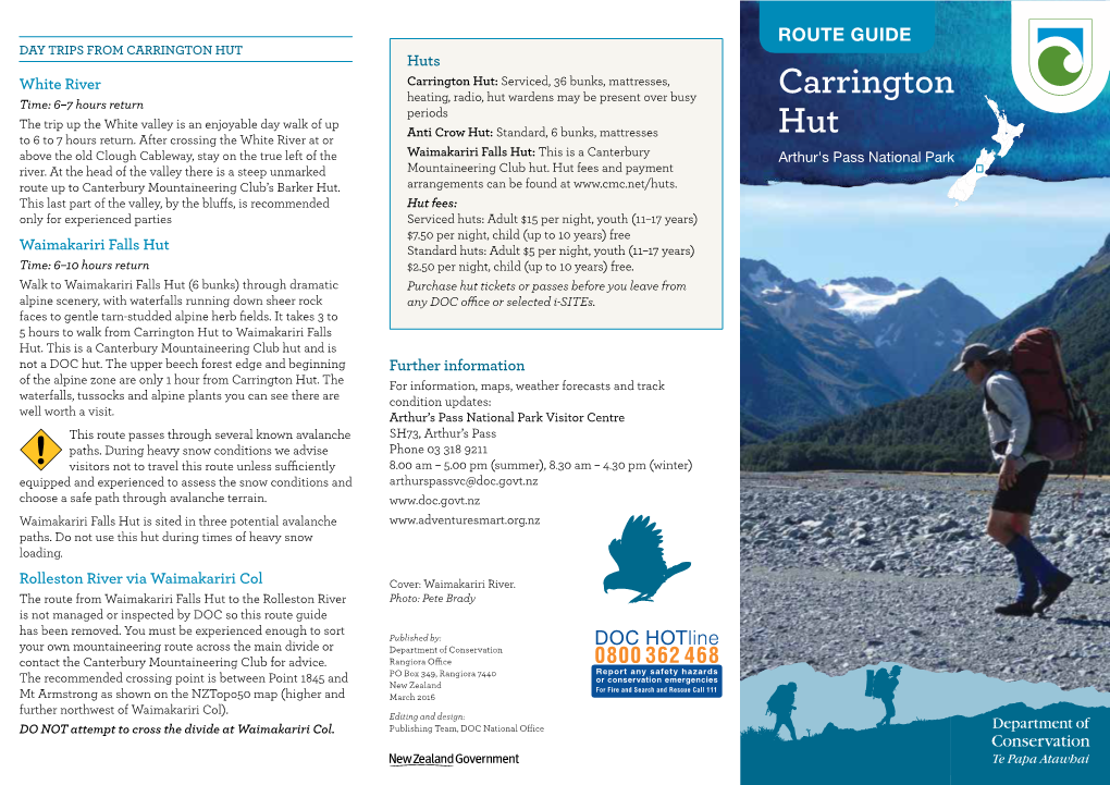 Carrington Hut Route Guide