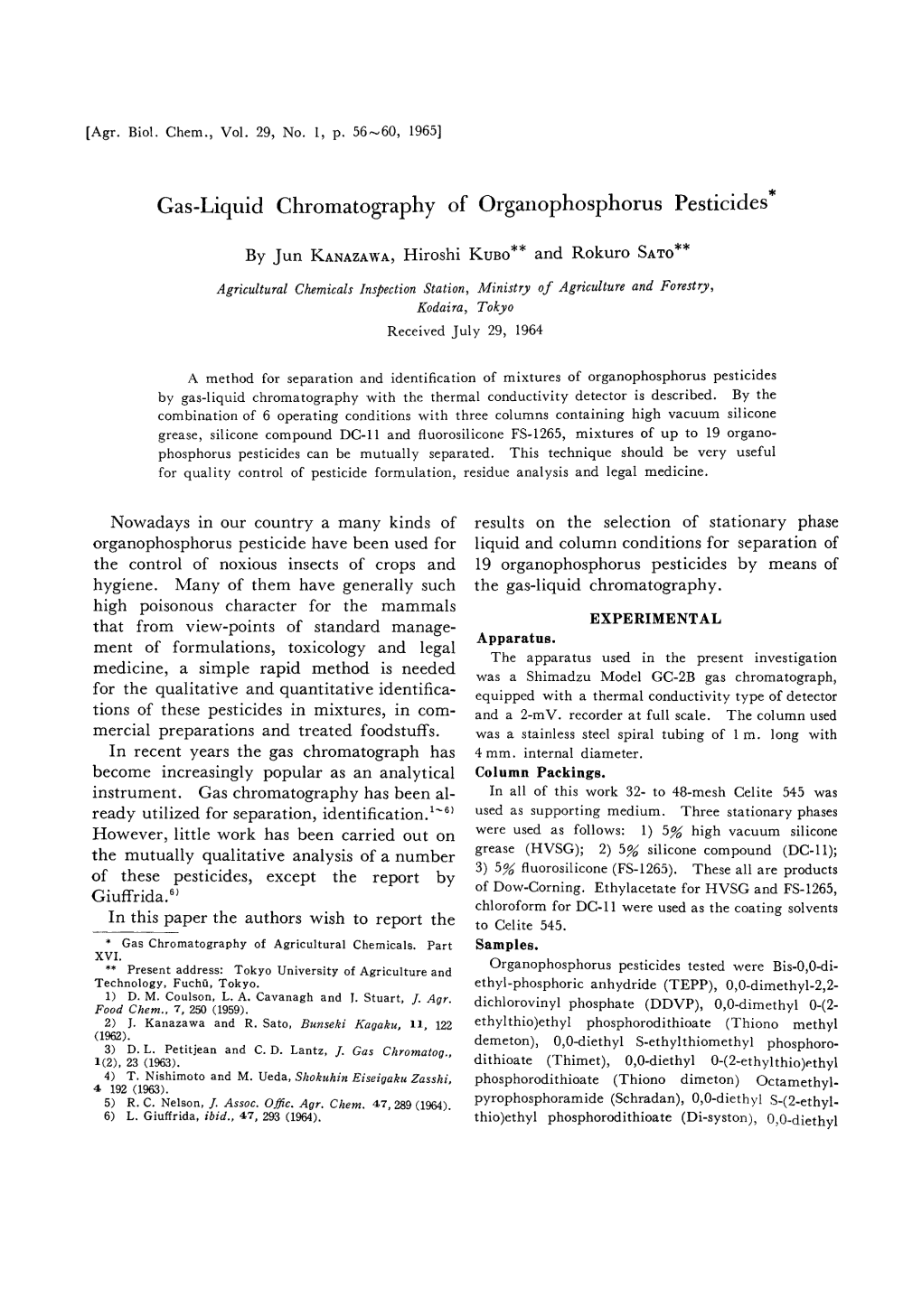 Results on the Selection of Stationary Phase Liquid and Column Conditions