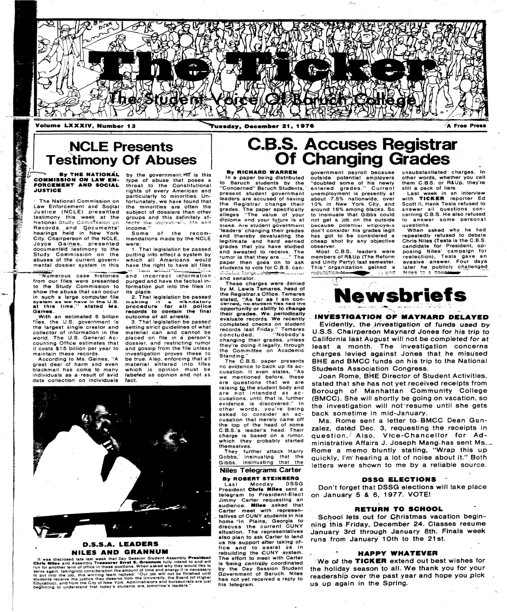 The Ticker, December 21, 1976