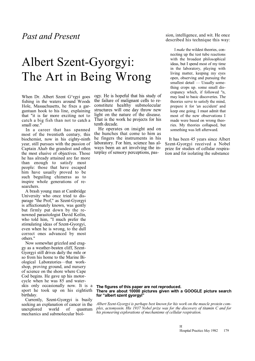 Albert Szent-Gyorgyi: the Art in Being Wrong