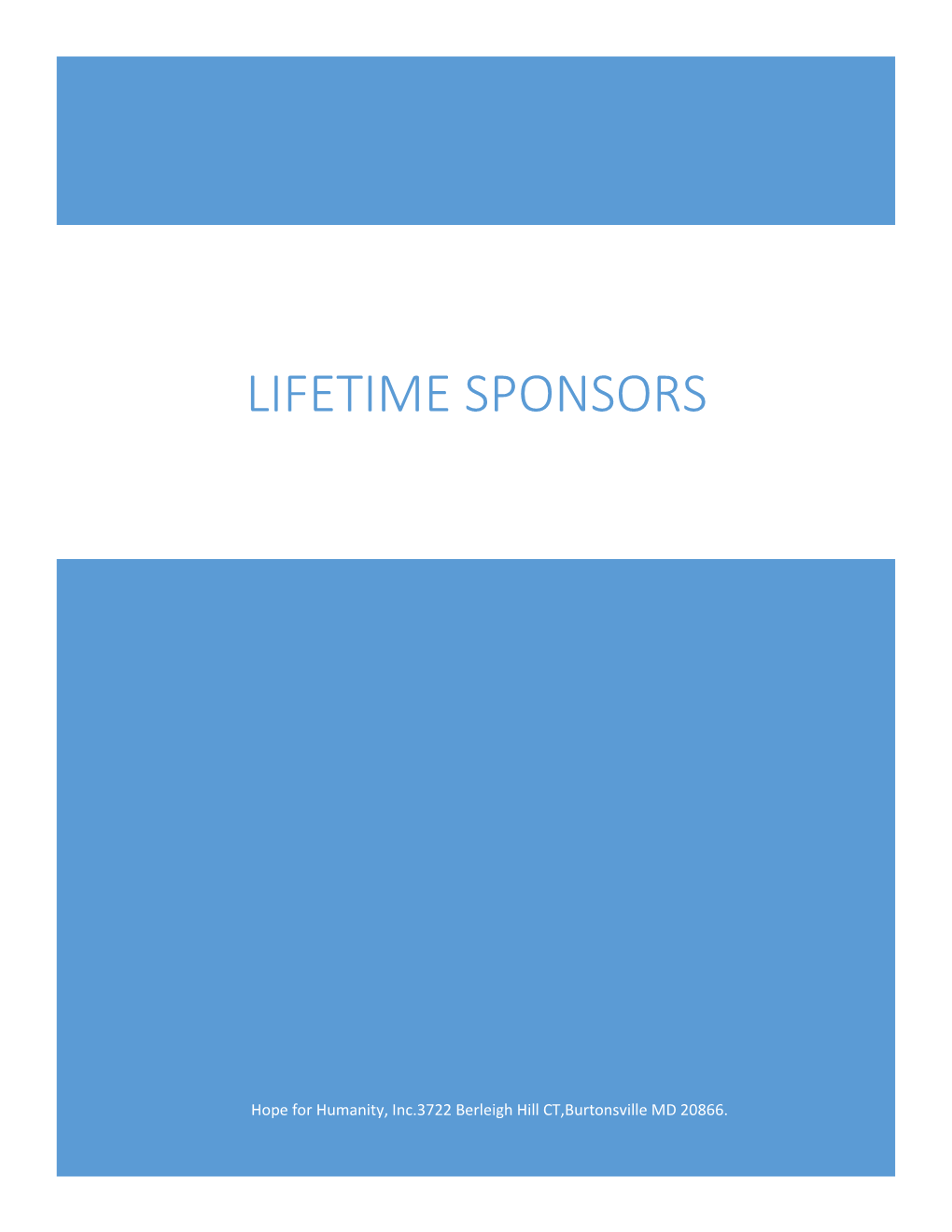 Lifetime Sponsors