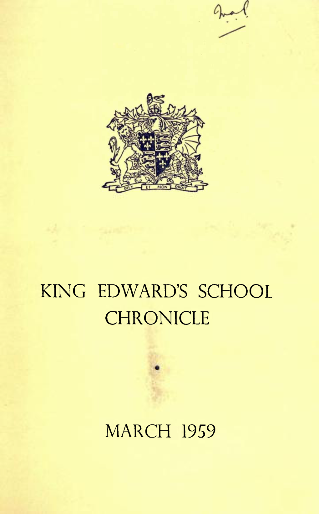 King Edward's School Chronicle March 1959