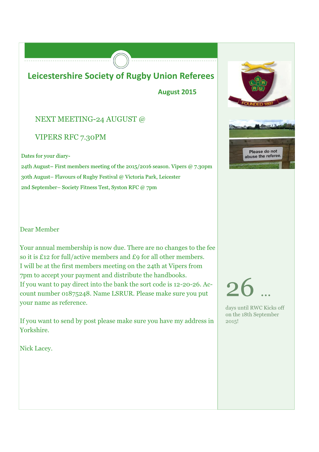 Leicestershire Society of Rugby Union Referees