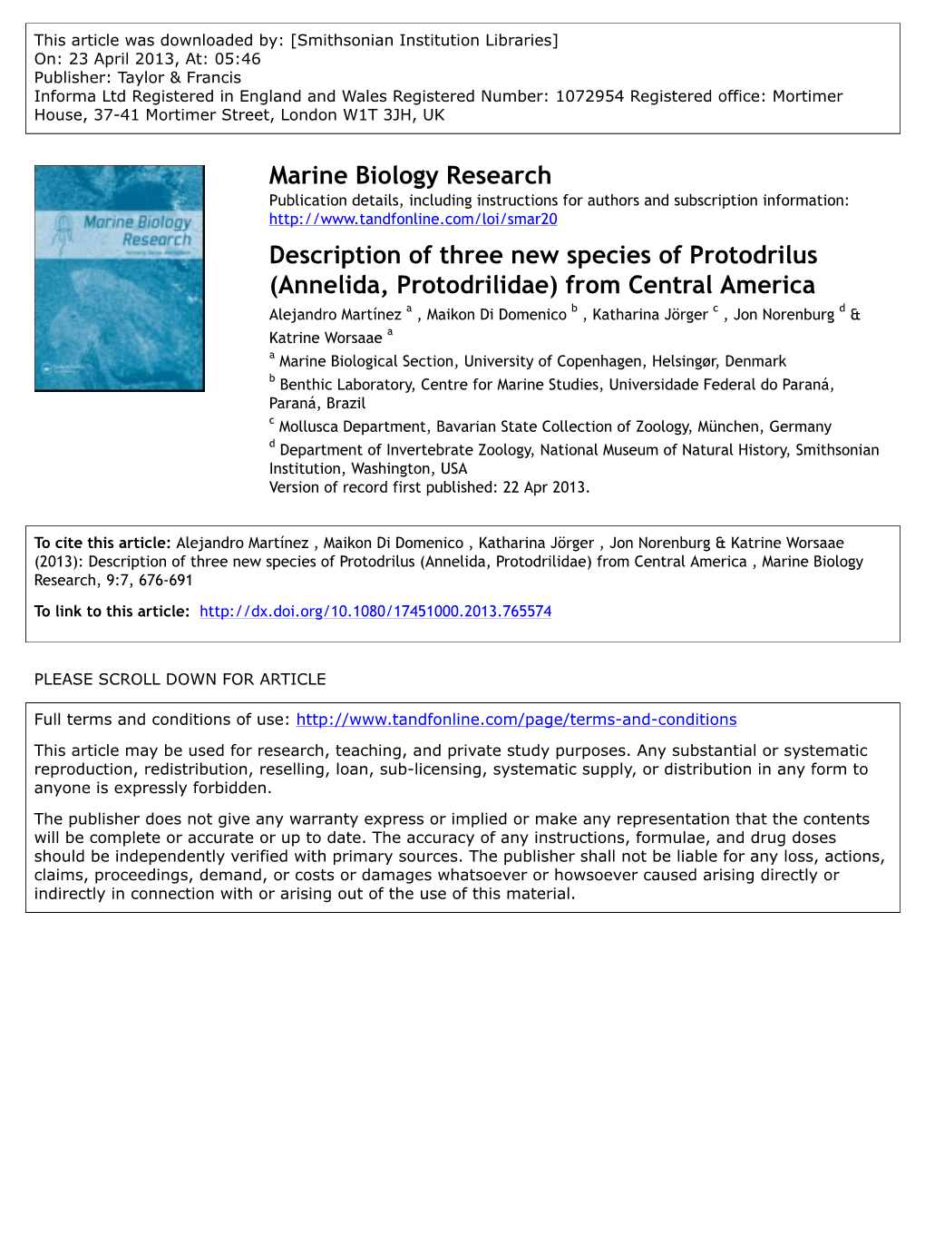 Description of Three New Species of Protodrilus