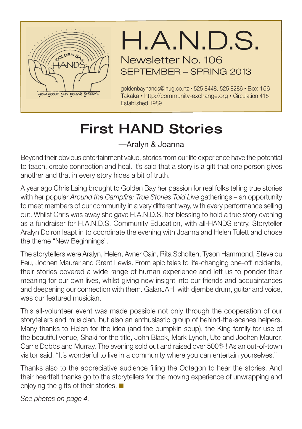 H.A.N.D.S. Newsletter No