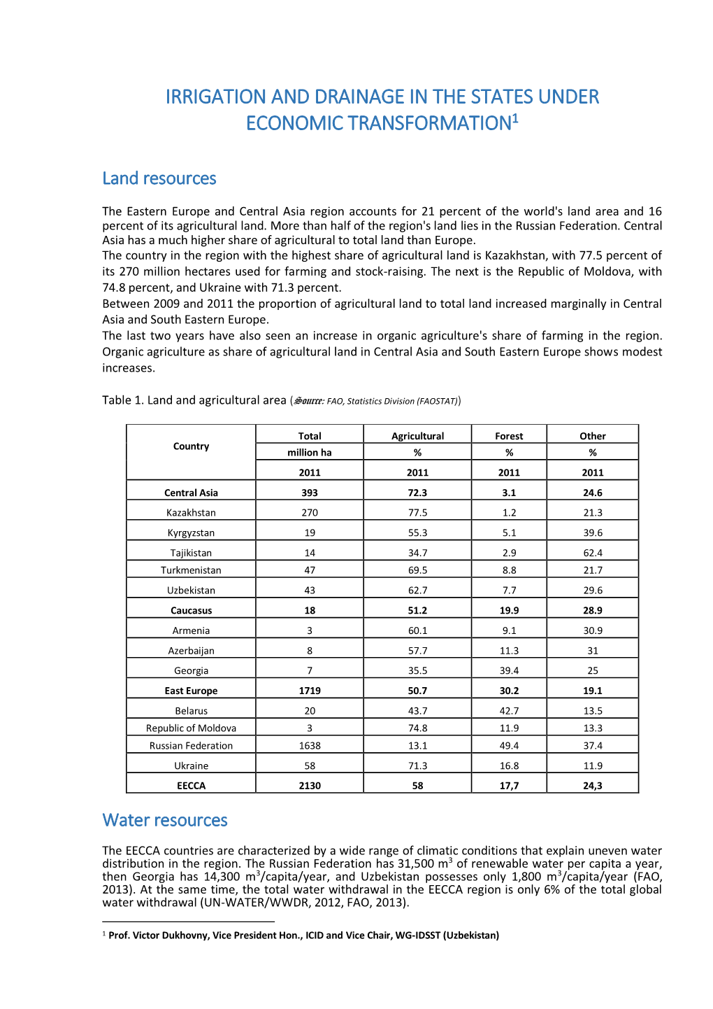 Irrigation and Drainage in the States Under Economic Transformation1