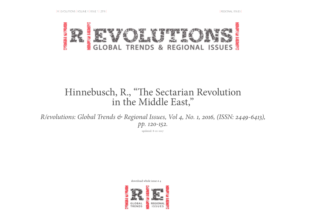 Hinnebusch, R., “The Sectarian Revolution in the Middle East,”