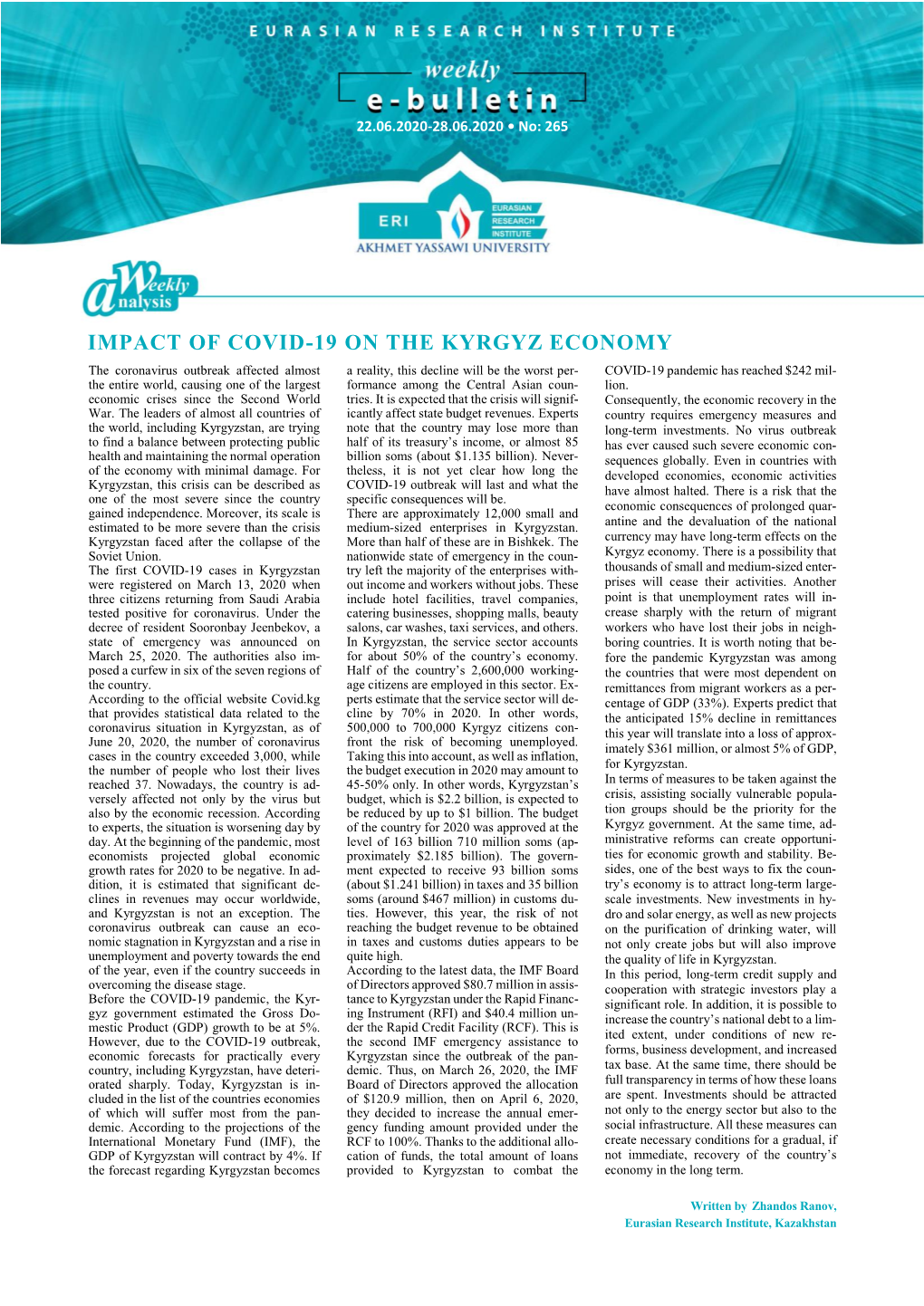 Impact of Covid-19 on the Kyrgyz Economy