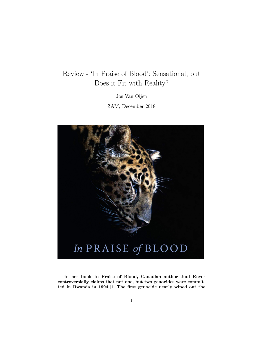 'In Praise of Blood': Sensational, but Dœs It Fit with Reality?