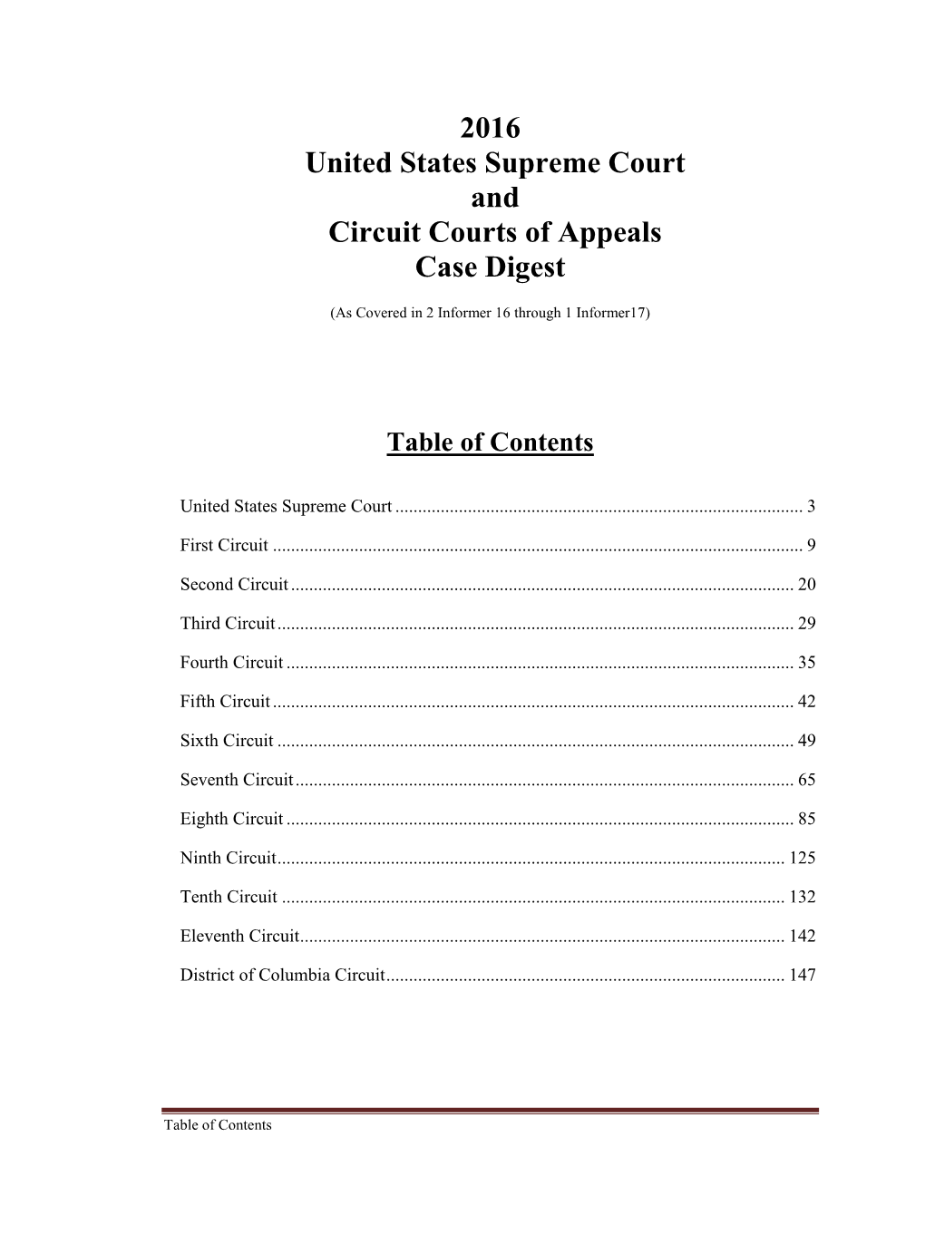 United States Supreme Court and Circuit Courts of Appeals Case Digest