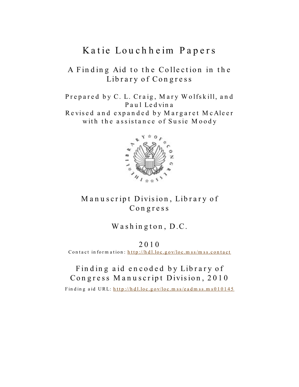 Katie Louchheim Papers