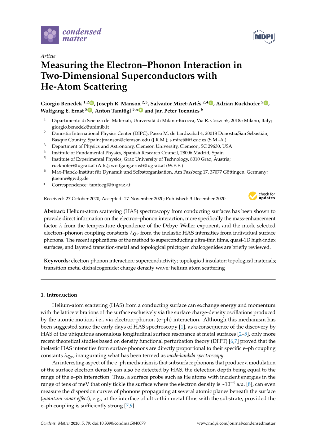 Measuring the Electron–Phonon Interaction in Two-Dimensional Superconductors with He-Atom Scattering