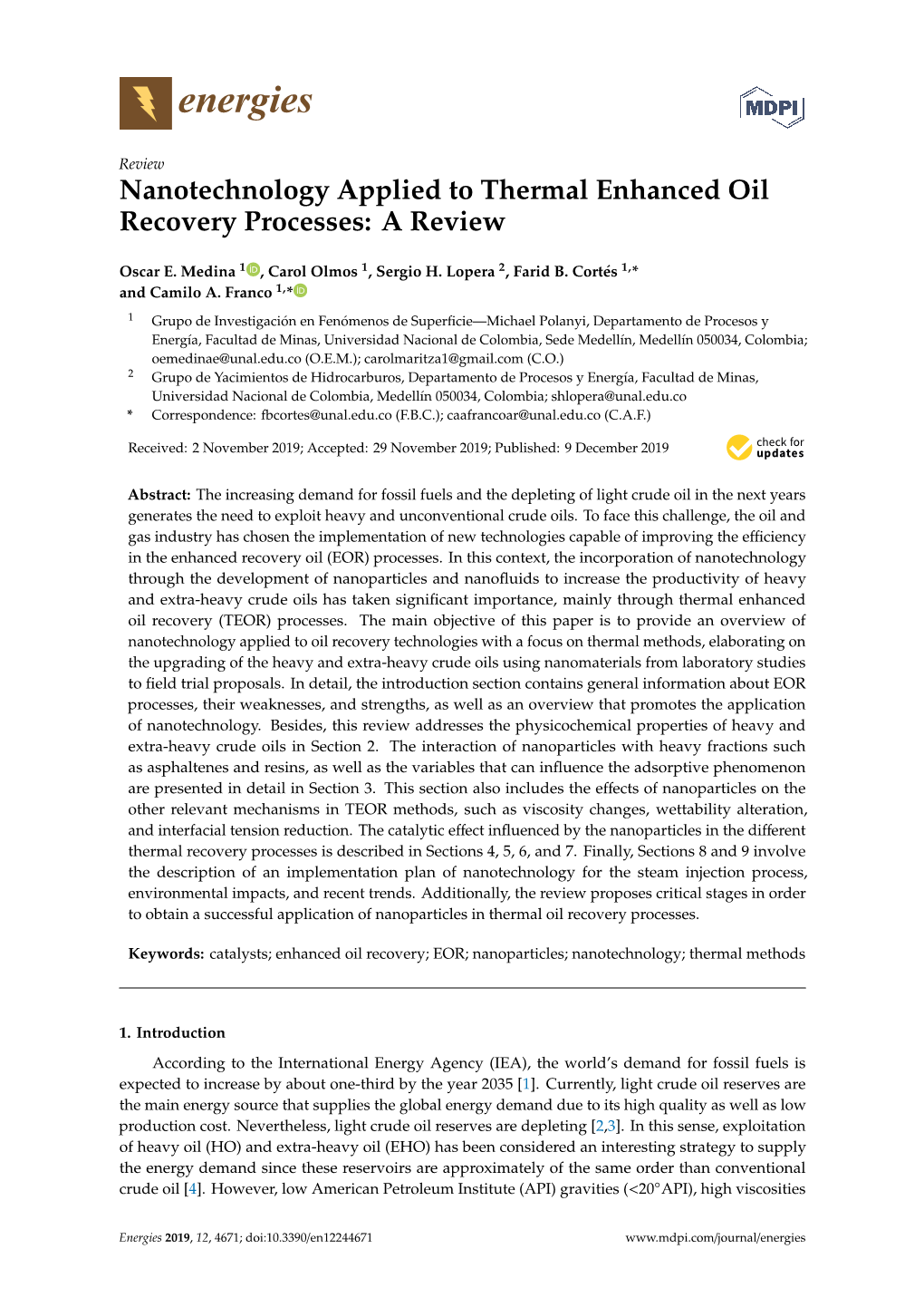 Nanotechnology Applied to Thermal Enhanced Oil Recovery Processes: a Review